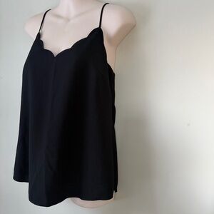 ♠️ J. Crew ♠️
Black Scalloped Cami Tank Top 
Size 4 EUC!